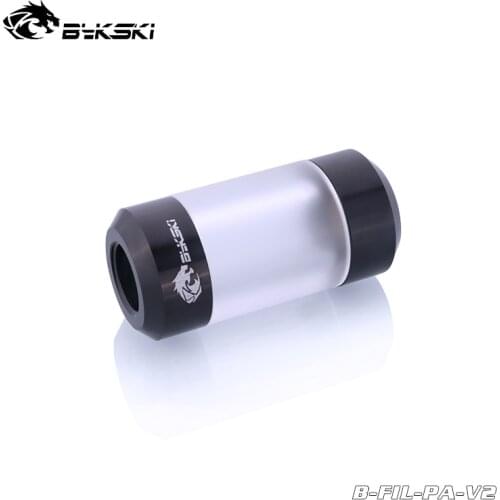 Bykski Water Filter,DIY Water Cooling Loop Accessory,G1/4"x2 Black,Silver Acrylic Filter,B-FIL-PA