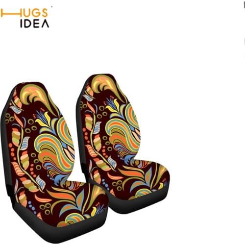 HUGSIDEA 2Pcs Car Seat Cover Polynesian Hibiscus Car Accessories fit Most Car SUV Truck Seat Protector