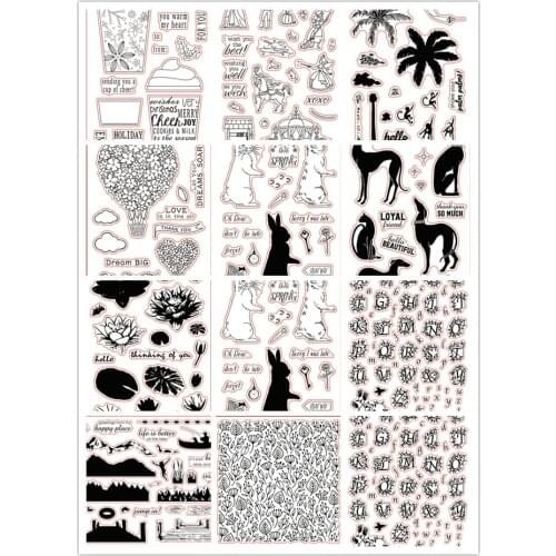 11x16 Three black and white bunnie Transparent Clear Silicone Stamp/Seal for DIY scrapbooking/photo album Decorative card making