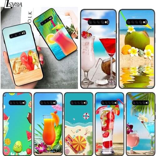 Black TPU Soft Cover Beach in Summer for Samsung Galaxy S20 Ultra S10 S10e FE 5G S9 S8 S7 S6 Edge Plus Lite Phone Case