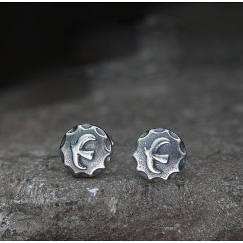 Women Mens Fashion Stud Earrings Silver Plated Round Shape Eagle Earrings Punk Style Biker Earrings Animal Hip Hop Jewelry