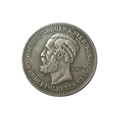 Norway 1 Kroner A set of 1877 - 1904 7pcs Silver Plated Copy Coins