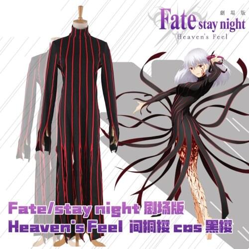 Cosplaydiy Anime Fate Stay Night Fate/Zero Tohsaka Rin Cosplay Costume Adult Sexy Strips Dress L320