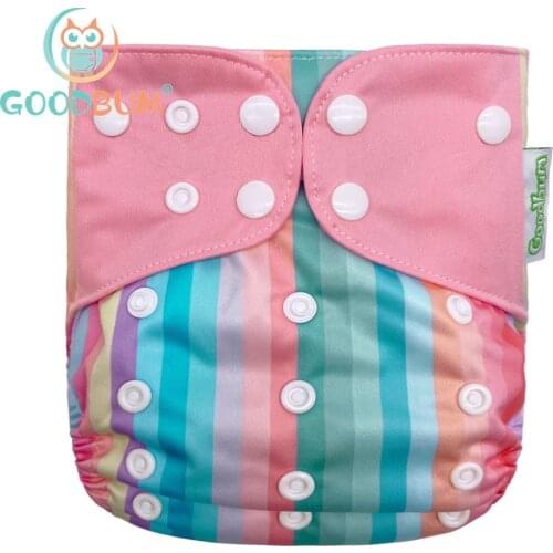 Goodbum Rainbow Washable Adjustable Breathable Mesh Pocket Diaper Double Gusset Summer Mesh Swim Cloth Nappy For 3-15KG Baby