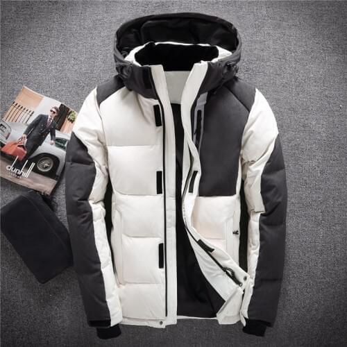 Mens Hooded Duck Down Jackets Man Patchwork Thick Winter Down Coats Male Fashion High Quality Overcoats Keep Warm Outerwear 8006