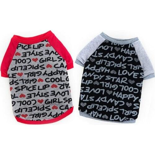 1Pcs Dog Clothes Teddy Corgi Small Dog Cat Clothes LetterLove Dog T-shirt Spring and Autumn clothes