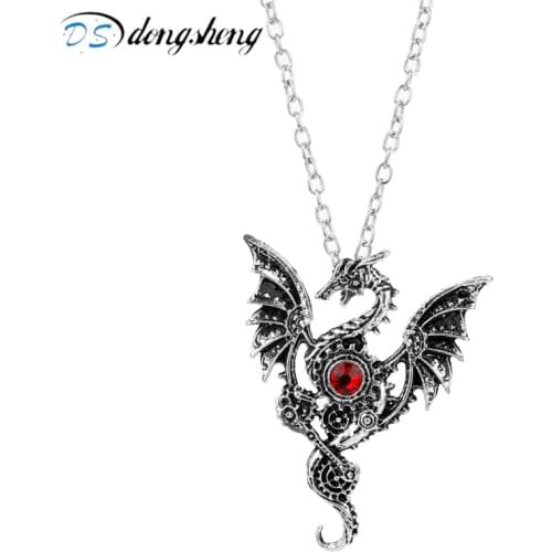 Dongsheng Cool New Necklace Dragon Wings Choker Crystal Charms Dragon Vintage Gothic Accessories Jewelry for Women Men