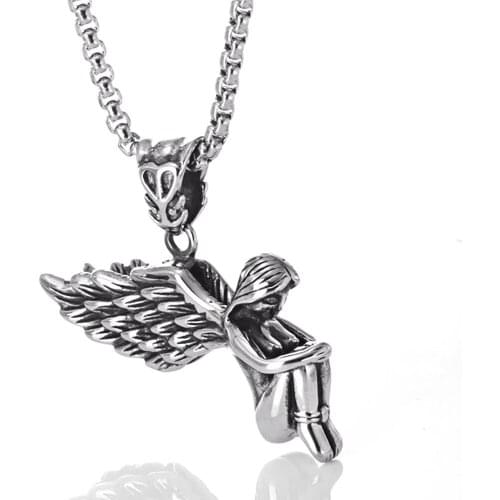 Angel Wings Pendant Necklace Fashion Men and Women Stainless Steel Pendant & Necklace For Valentines Day Gift