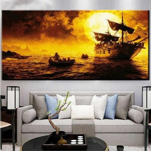 Full Drill Square Diamond Painting Pirates of the Caribbean 5D DIY Diamond Embroidery sailboat Picture Of Rhinestone Mosaic Kit