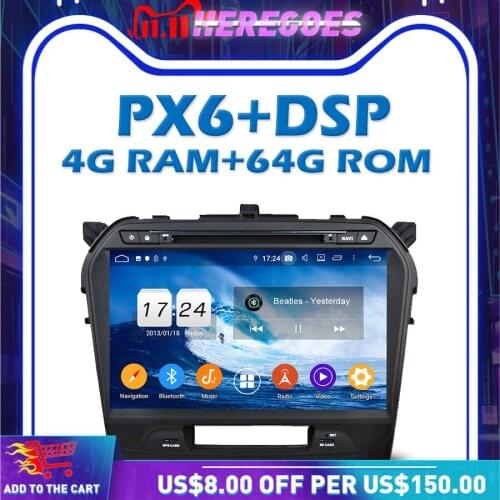 PX6 Car DVD Player DSP IPS Android 10.0 4G+64G GPS Map Auto Radio wifi Bluetooth 5.0 rear Camera TV For SUZUKI Vitara 2015-2017
