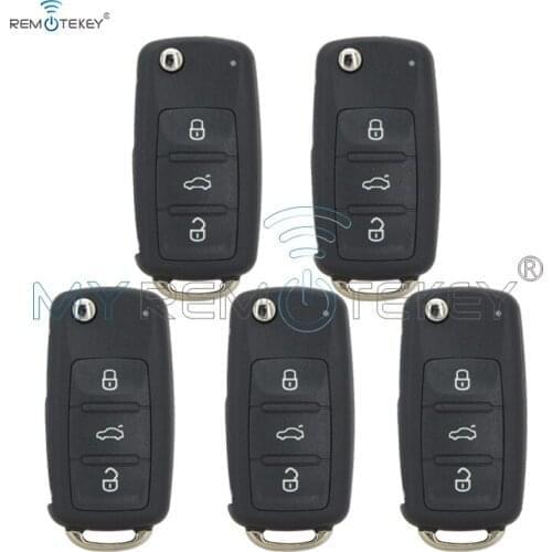 Remtekey 5pcs 202AD for VW Volkswagen Beetle Golf Eos Polo Sharan Tiguan 2011-2013 HU66 5K0837 202 AD ID48 434Mhz Flip Care Key