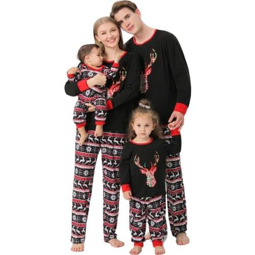Christmas Family Matching Clothes Pajamas Sets Xmas Deer Men Women Clothes Home Wear Adult Kids Pajamas Set Baby Romper