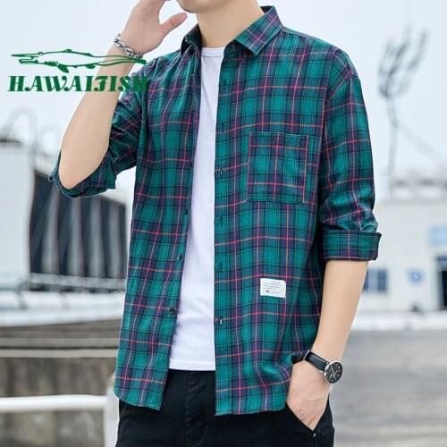 Long-sleeved shirt mens spring and autumn new Korean style trendy plaid shirt jacket striped casual fashion all-match jacket