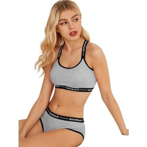 Womens 2021 Fashion Seamless Tanks Tops Panties Set Womens Underwear Wireless Bra Crop Top Low-rise Panties Soft Bralette Sexy