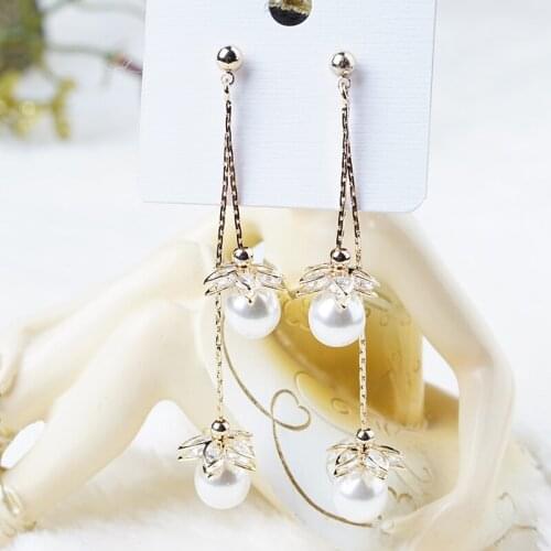 CECILIA dangle earrings zircon earrings pearl earring in S925 needles for women girls luxury for party wedding jewelry
