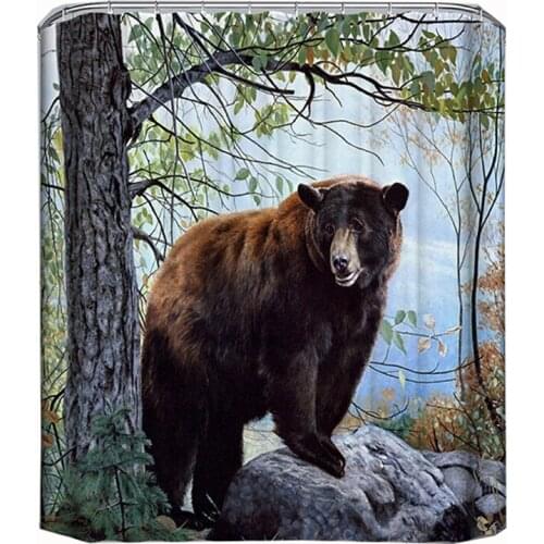 Bear shower curtain 3d animal bathroom curtain shower waterproof polyester fabric bath curtain