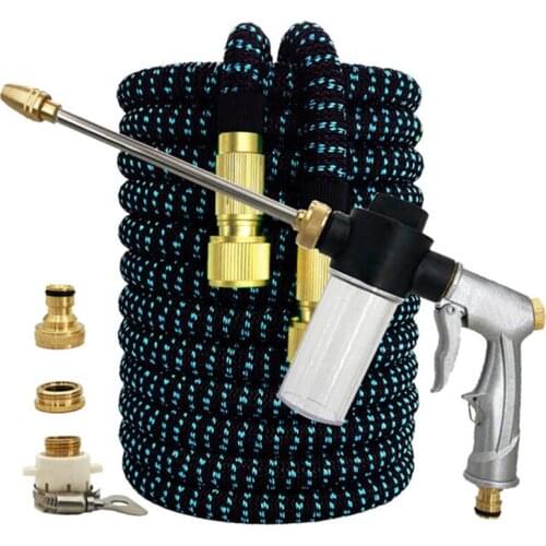 High Pressure Water Gun Garden Hose Retractable Magic Hose EU Car Wash Hose With Metal Spray Gun For Outdoor Garden Watering