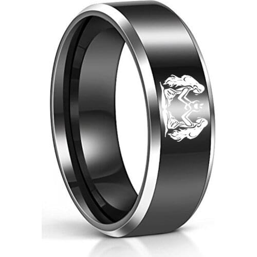 YWSHK 2021 Black Stainless Steel Ring for Women Custom Engrave Twelve Constellations Lover Couple Rings Charm Jewelry Gift