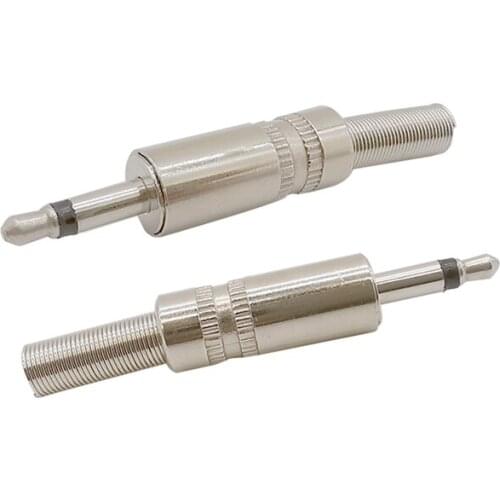 1/2Pcs Metal 3.5mm 2 Poles Mono Audio Male Plug Solder Connector 3.5 Headphone Jack Adapter With Spring Tail