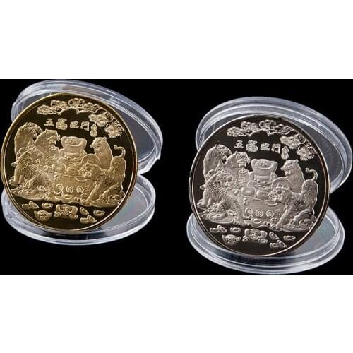 1 Set 12 Chinese Zodiac Coins Gifts Chinese Zodiac Year of the Tiger Coins Exquisite Year of the Tiger Commemorative Coin Series