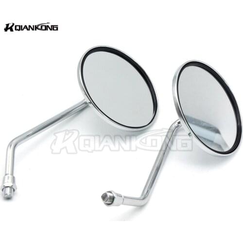 1 Pair 8MM &10MM Motorcycle Side Handlebar Mirrors Round Motorcycle motorbike scooter Mirrors Chrome for Kawasaki suzuki bmw