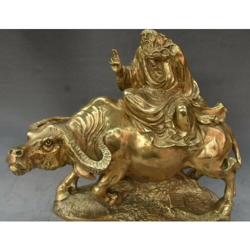 11" China Bronze Cattle Ox Cow Bull Damo Arhat Laozi God saint Buddha Statue