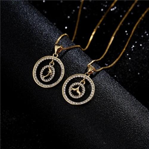 22 Style Gold Color Double Circle Pendant Necklace For Women Girl Luxury Cubic Zirconia Animal Geometric Necklace Party Jewelry