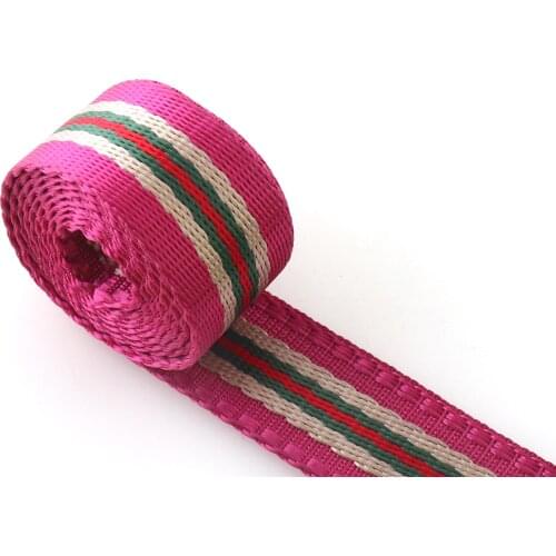 5Yards 25mm1'Inch PinkHigh-density stripe thick nylon webbing strap backpack seat belt luggage bag dog collar Hot Products