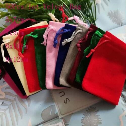 50Pcs/lot Multicolor Velvet Drawstring Bags&small Pouches Jewelry Package Bags Christmas Wedding Packaging Gift Bags