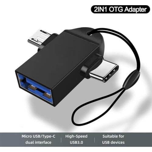 2 in 1 OTG Adapter USB 3.0 Type C Micro USB Android Mobile Phone OTG Connector Aluminum Alloy for U Disk Tablet Mouse Laptop