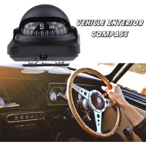 Car Compass 360 Degree Rotation Auto Navigation Ball Shaped & Suction Cup For Car/Truck/Caravan/Boat/Marine/Trailer/RV/ATV/Quad