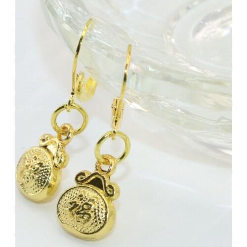 New fashion high quality gold-color blessing bag 10*13mm drop earrings women dangle earrings brand jewelry B2660