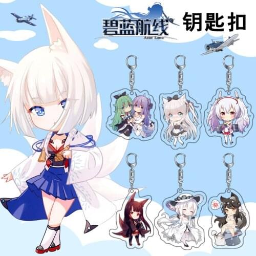 Game Azur Lane Royal Navy Keychain cartoon kawaii key chain Pendant Cartoon men women badge gift