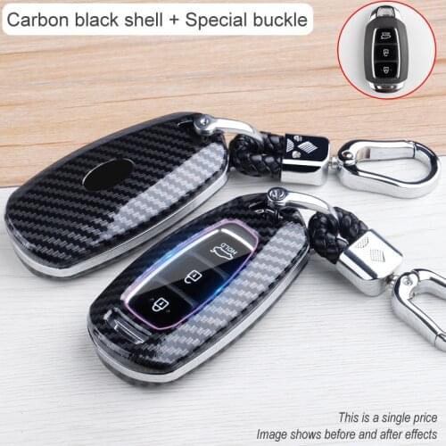 ABS Carbon Fiber Car Remote Key Case Cover Holder For Hyundai i30 ix35 KONA Solaris Grandeur Encino Ig Accent Santa Fe Palisade