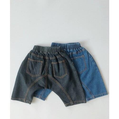 Children Denim Pants Baby Boys Jeans Kids Solid Casual Cropped Trousers Fashion New Summer 2021 Toddler Child Loose Short Pants