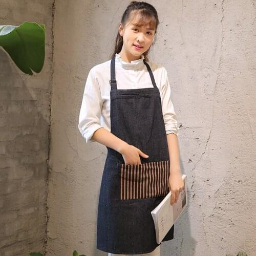 Denim Apron Work Korean Fashion Kitchen Cooking Florist Cafe Apron Men and Women