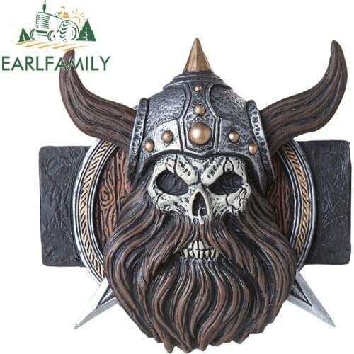 EARLFAMILY 13cm x 12.8cm for viking skull car Stickers Personality Scratch-proof Window Assessoires Custom printing Decal