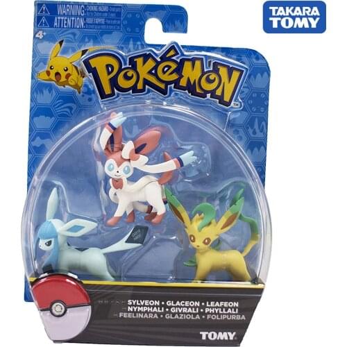 Takara Tomy Japan Anime Sylveon Glaceon Leafeon Figure Collectibles Pocket Monster Pokemon Dolls for Children Gifts