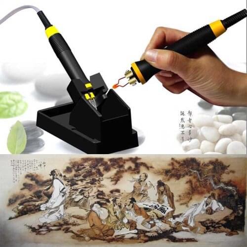 Wood Pyrography Tool Adjustable Temperature Display Welding Soldering Iron Kit Solid Wooden Burning Solder Pen DIY Wood Painting
