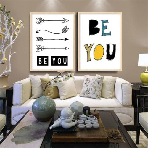 HAOCHU Encouragement Maxim Letter Painting Canvas Arrow Background Decor Wall Art Picture Office Living Room Corridor Supplies