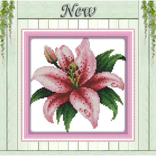 The blossomed lily paintings 11CT patterns printed on canvas 14CT needlework diy dmc cross stitch chinese Sets Embroidery kits