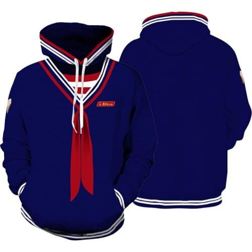 Stranger Things Scoops Ahoy Steve Cosplay Costume Mens Pullover Hoodie Sweatshirt Autumn Sailor Suit Casual Hip Hop Hooded Coat