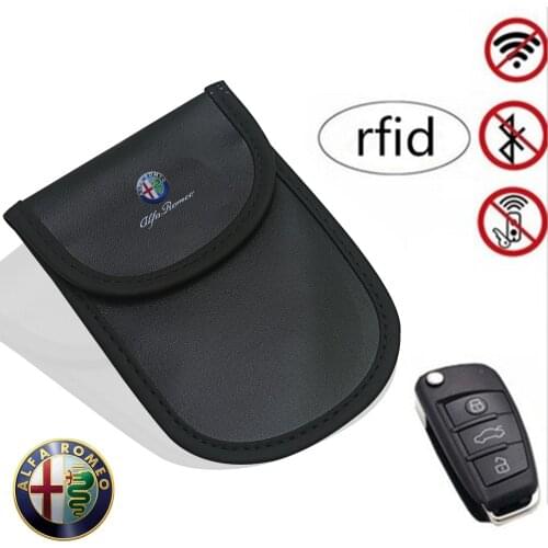 Leather Car keys case bales shielding signal For Alfa Romeo Spider Giulia Giulietta 147 159 4c 8c Mito Stelvio GTV Spider