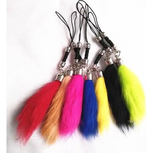 Fashion Cute Rabbit Fur Tail Key Chain Fluffy Pompon Car Keyring Mini Pendant Bag Charming Personality Gifts Hanged Key chains