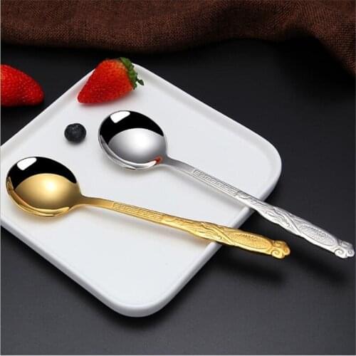 Cartoon Spoon Salad Fork Flatware Long Handle 304 Stainless Steel Household Tableware Ice Cream Rice Spoon