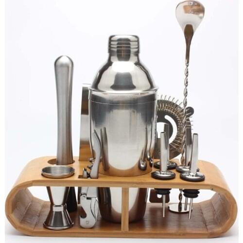 10-Piece Bar Tool Set with Stylish Bamboo Stand Home Bartending Kit and Cocktail Shaker Set For Awesome Drink Mixing SP50601