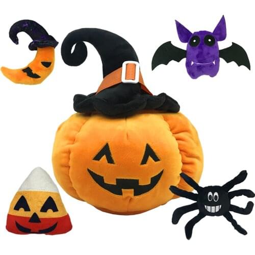 5 Pcs Halloween Candy Pumpkin Plush Toy Set Spider Moon Candy Doll Pillow Festival Gift Children Baby Accompanying Toys