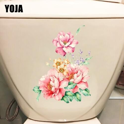 YOJA 19*24.3CM Beautiful Cartoon Art Flowers Toilet Seat Stickers Room Wall Decals T1-0362