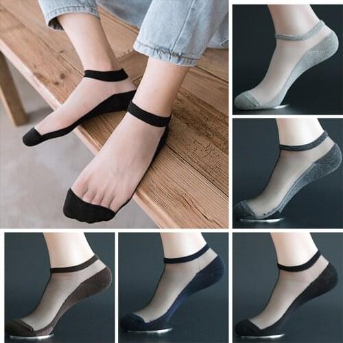 Socks Mens Summer Thin Stockings Japanese Crystal Silk Glass Silk Cotton Bottom Shallow Mouth Neutral Invisible Socks Ladies