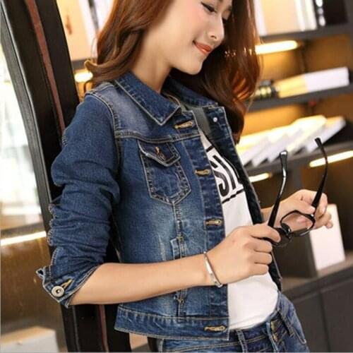 New Autumn Women Basic Long Sleeve Jacket Turn-down Collar Denim Jacket Loose Casual Fashion Women Coats Female Outerwear